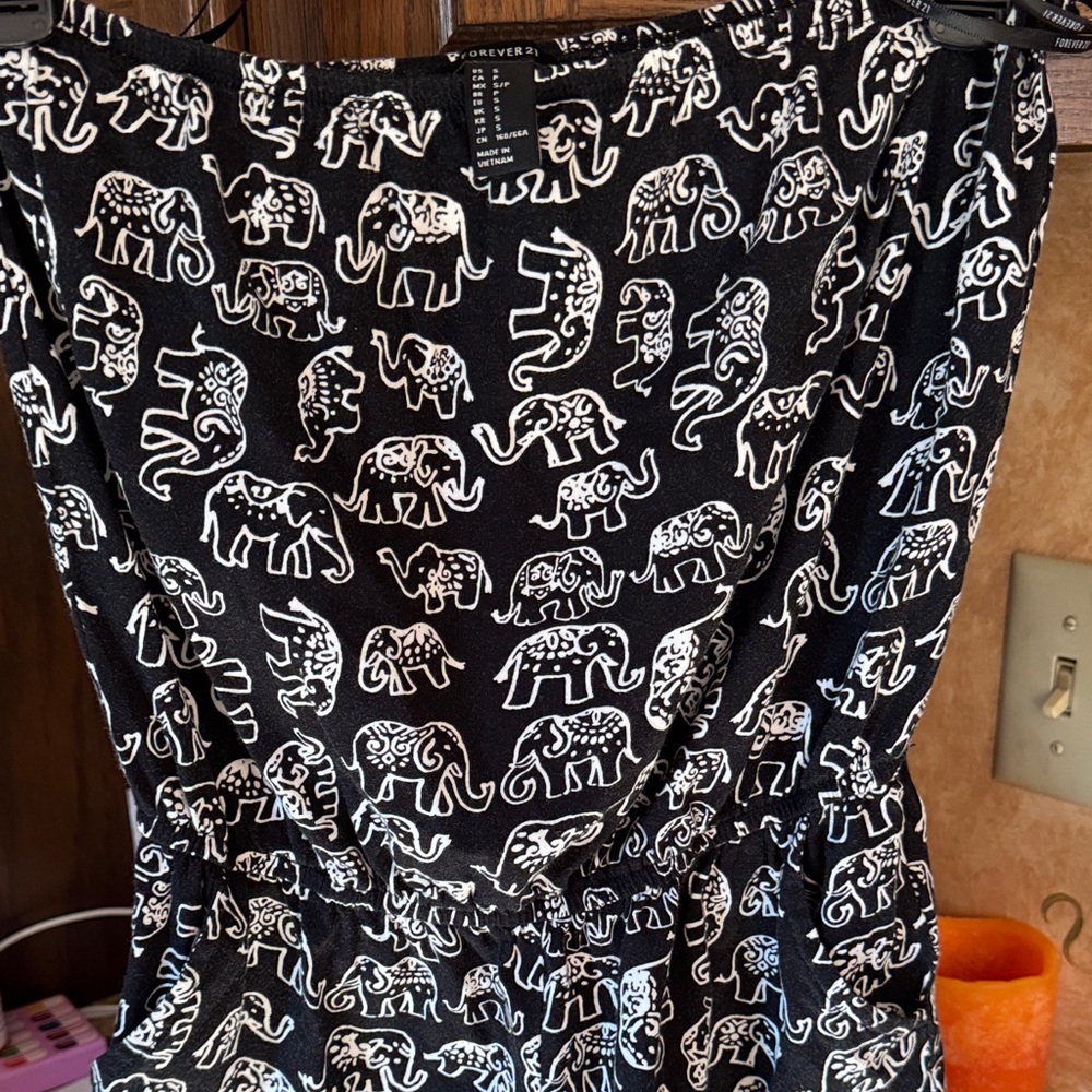 Black and White Elephant Print one piece romper